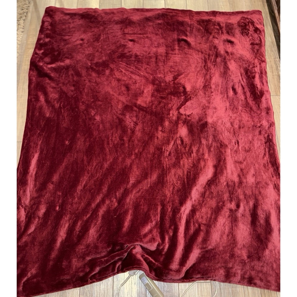 Sunbeam Electric Heated Warming Throw Blanket Burgundy Red Plush 50x60 3-Heat